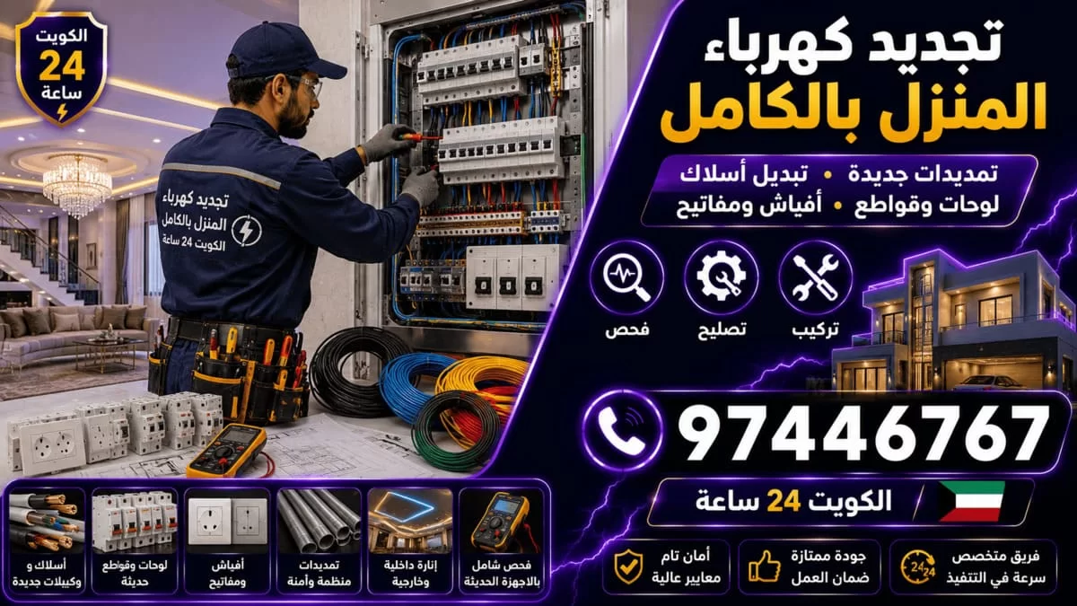 تجديد كهرباء المنزل بالكامل الكويت إعادة تأهيل شاملة 97446767